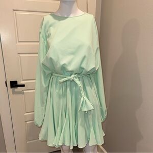 Mint Green Long Sleeve Dress with Belt